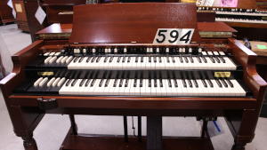 594 is a 1951 tonewheel Hammond B-2/B-3 console, expertly refinished in cherry wood. for sale!
