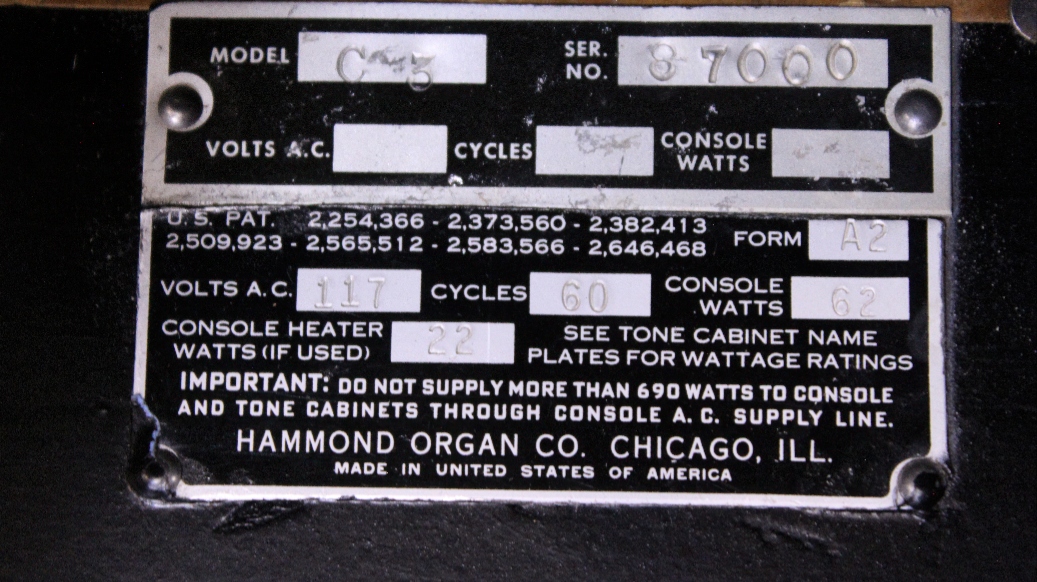 662 is a 1962 Hammond C3 in a Ebony finish for sale.