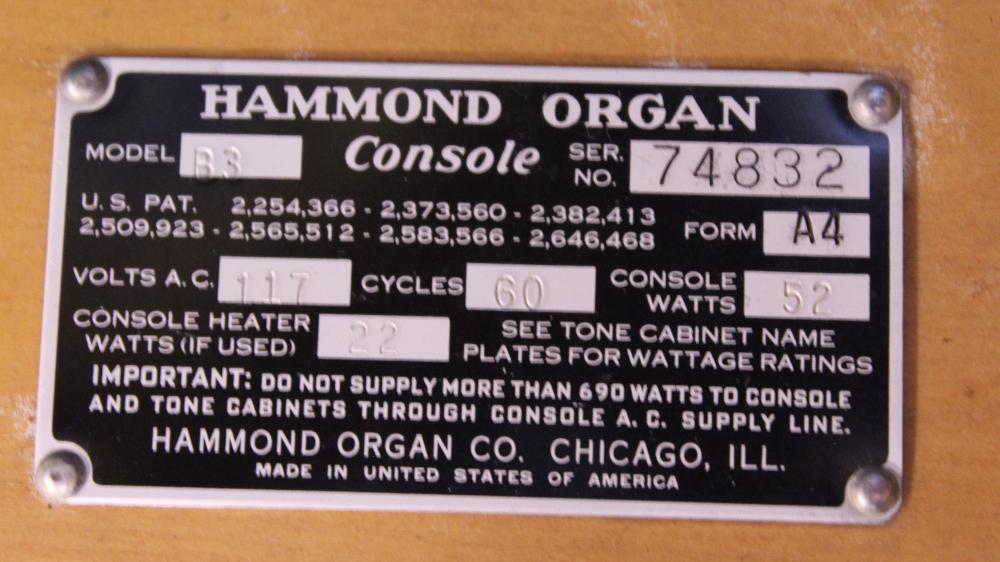 674 is a 1958 Hammond B3 in a fruitwood finish for sale!