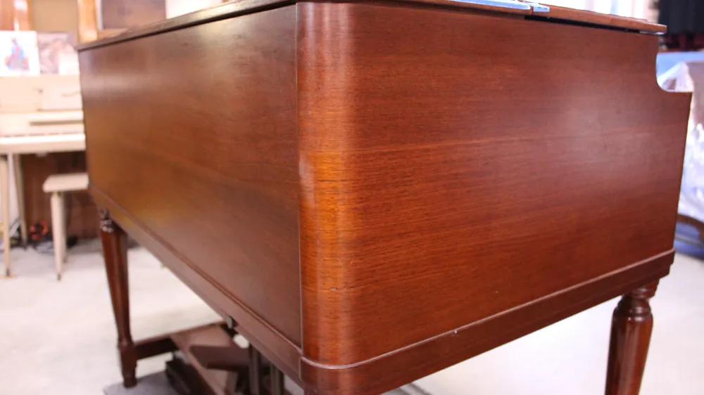 Rear and side of the cabinet on 1957 Hammond B3 #732 in mahogany finish
